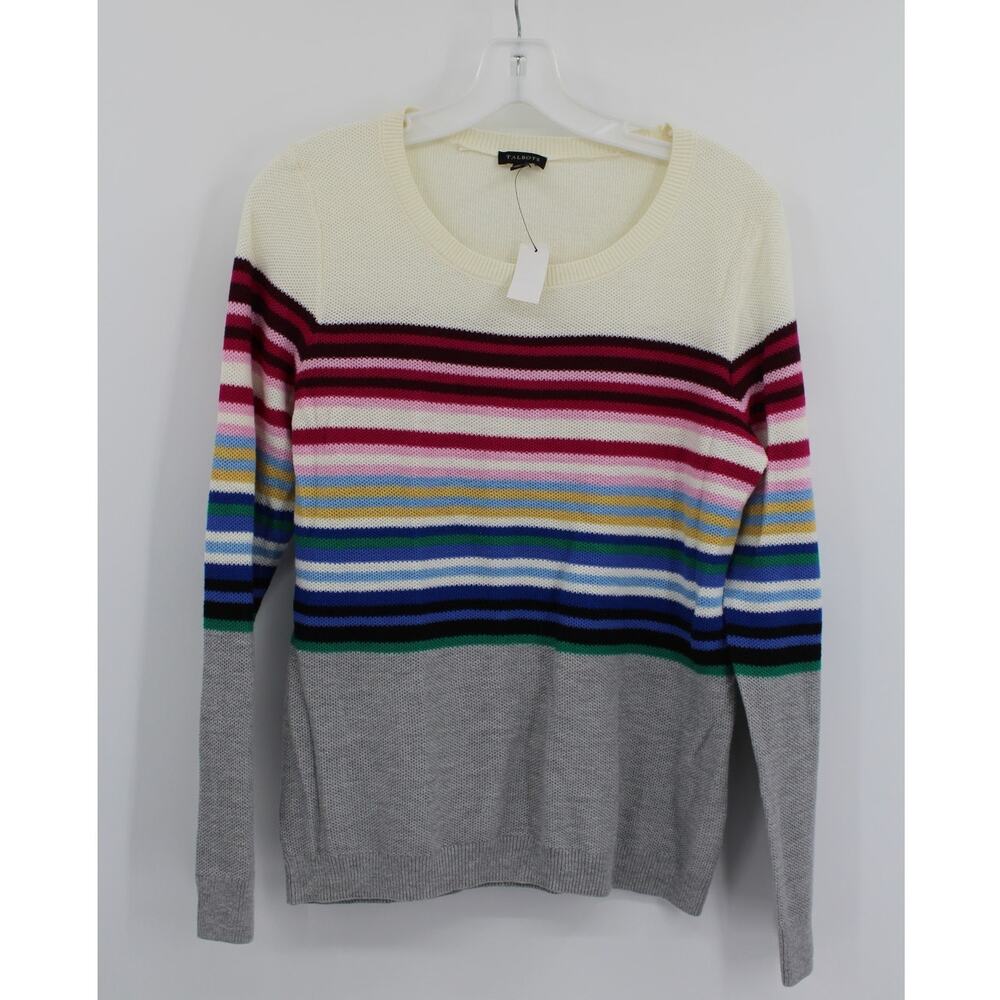 Talbots Sweater Womens Medium Striped Long Sleeve Crew Neck Pullover NEW